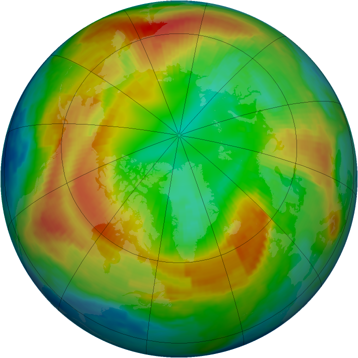 Arctic ozone map for 28 February 1997